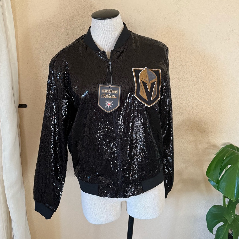 NHL Vegas Golden Knights Vegas Born Collection Black Sequin Jacket and Hat
